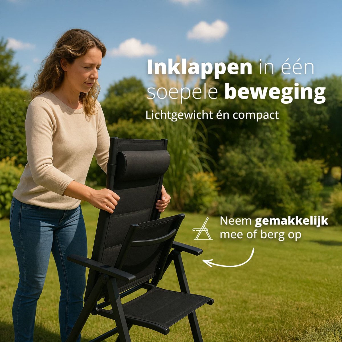 Tweedekans FlinQ Verstelbare Aluminium Tuinstoelen Vylora – 2-pack - Afbeelding 6