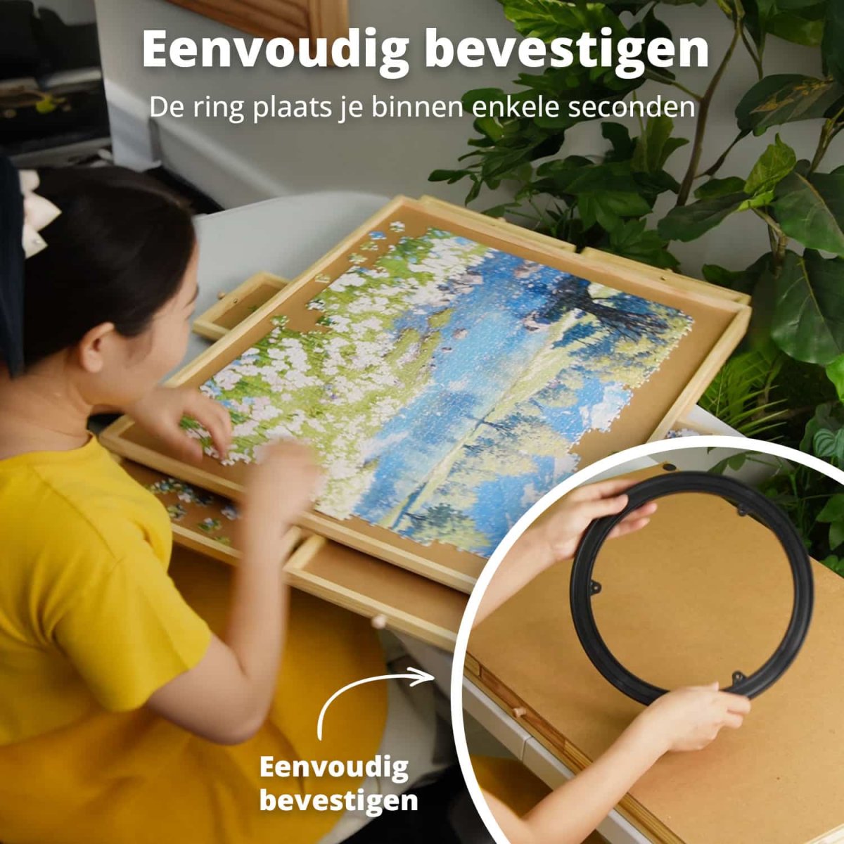 FlinQ Draaibaar Puzzeltafel met Opbergsysteem - Afbeelding 6