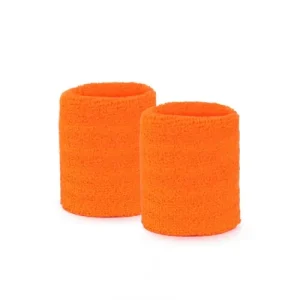 Zweetbandje katoen fluor oranje 2 stuks