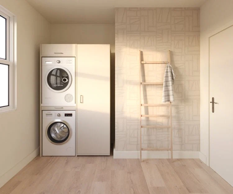 Wastoren kastenwandset droger op wasmachine + lades beige 65x127x207cm - Afbeelding 3