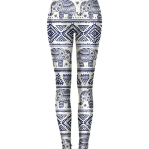 Elephants Pattern Leggings