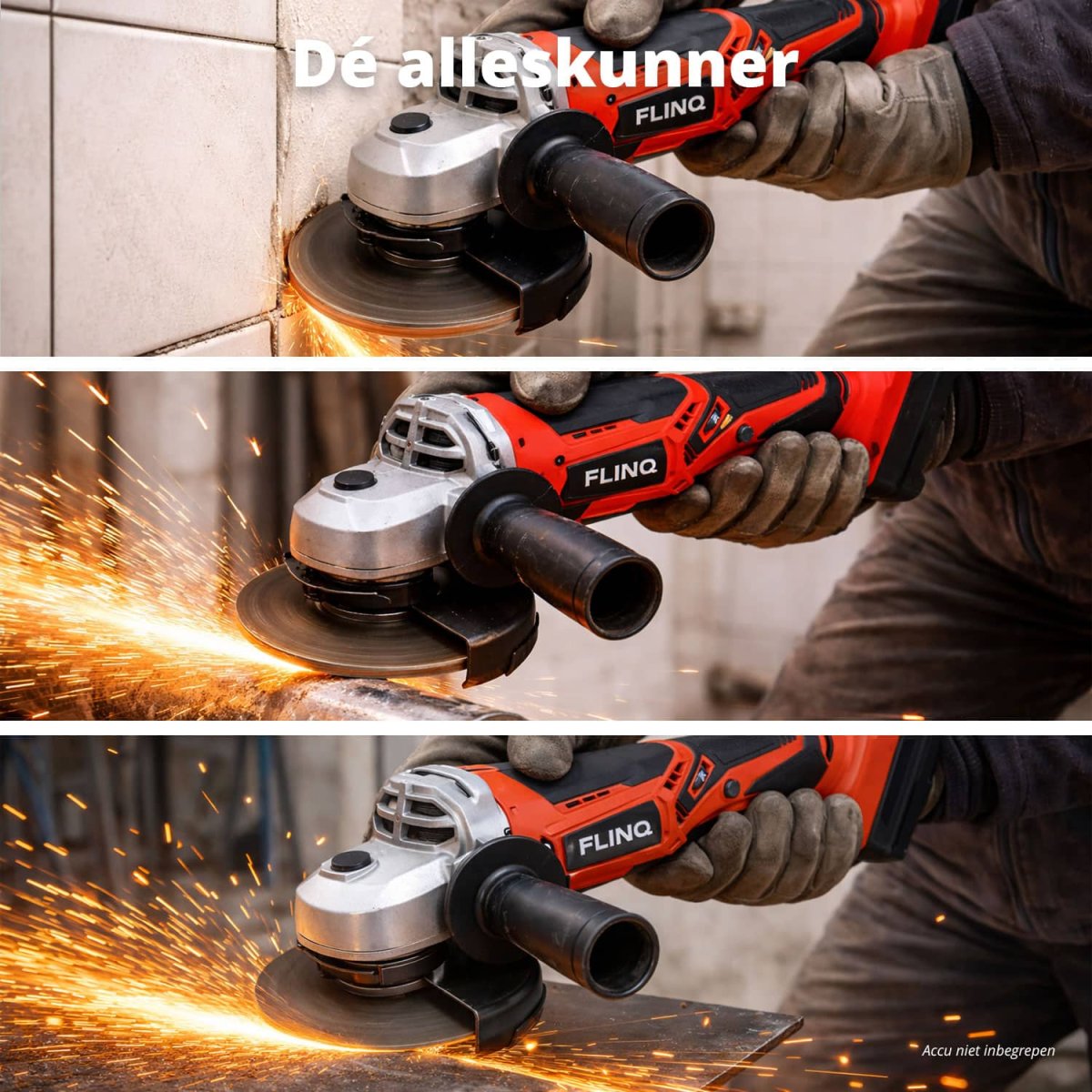 FlinQ Draadloze Haakse Slijper 125mm 20V - Afbeelding 8