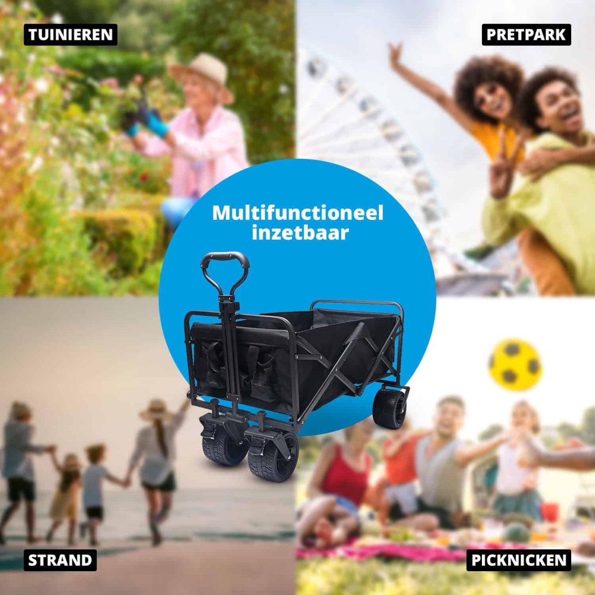 FlinQ Opvouwbare Bolderkar 100 KG - Afbeelding 4
