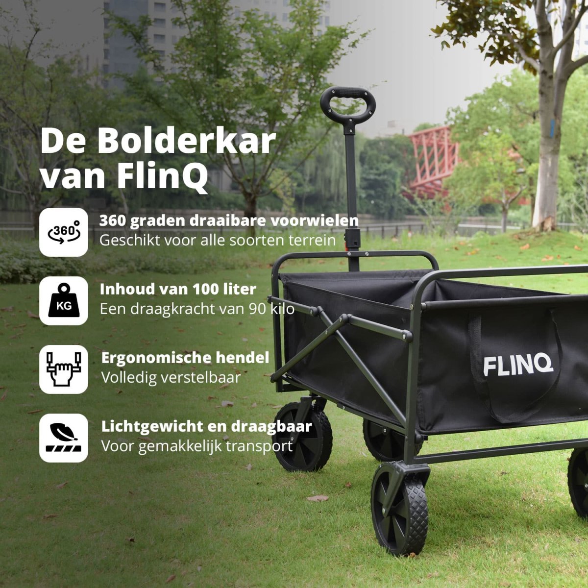 FlinQ Folding Wagon 90 KG - Afbeelding 3
