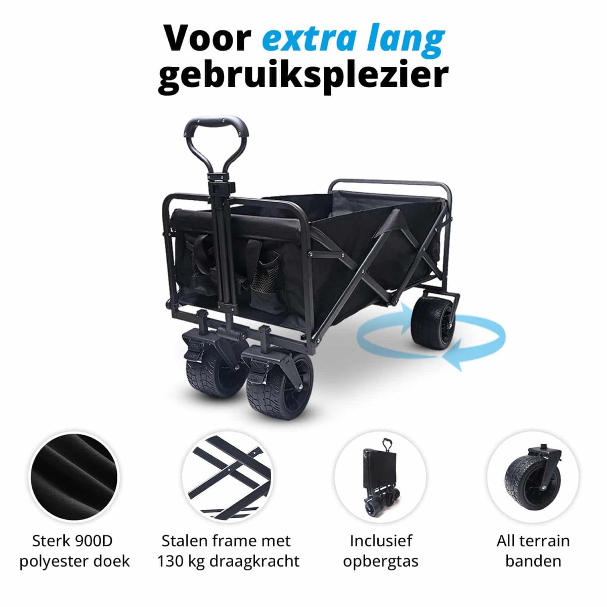 FlinQ Opvouwbare Bolderkar 100 KG - Afbeelding 6