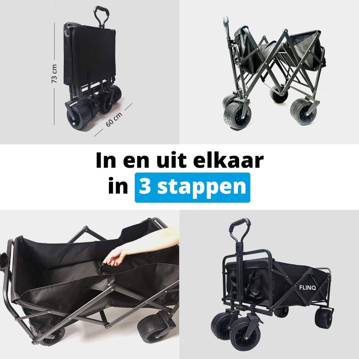 FlinQ Opvouwbare Bolderkar 100 KG - Afbeelding 8