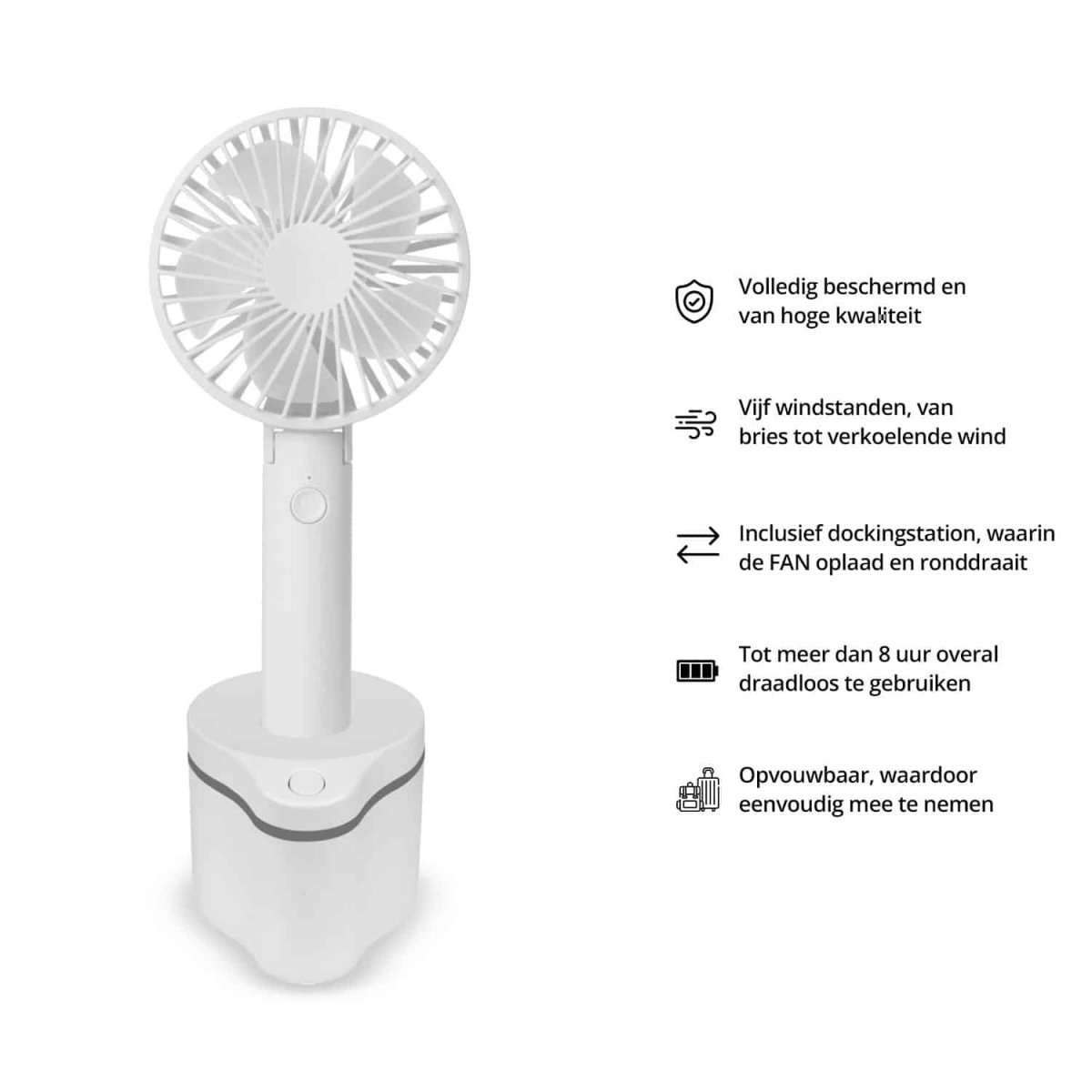 FlinQ Draagbare Ventilator Met Dockingstation - Afbeelding 3