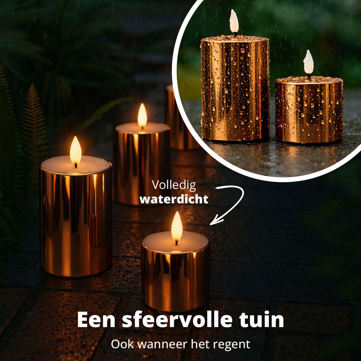 FlinQ Oplaadbare LED Buitenkaarsen met Bewegende Vlam - Afbeelding 4