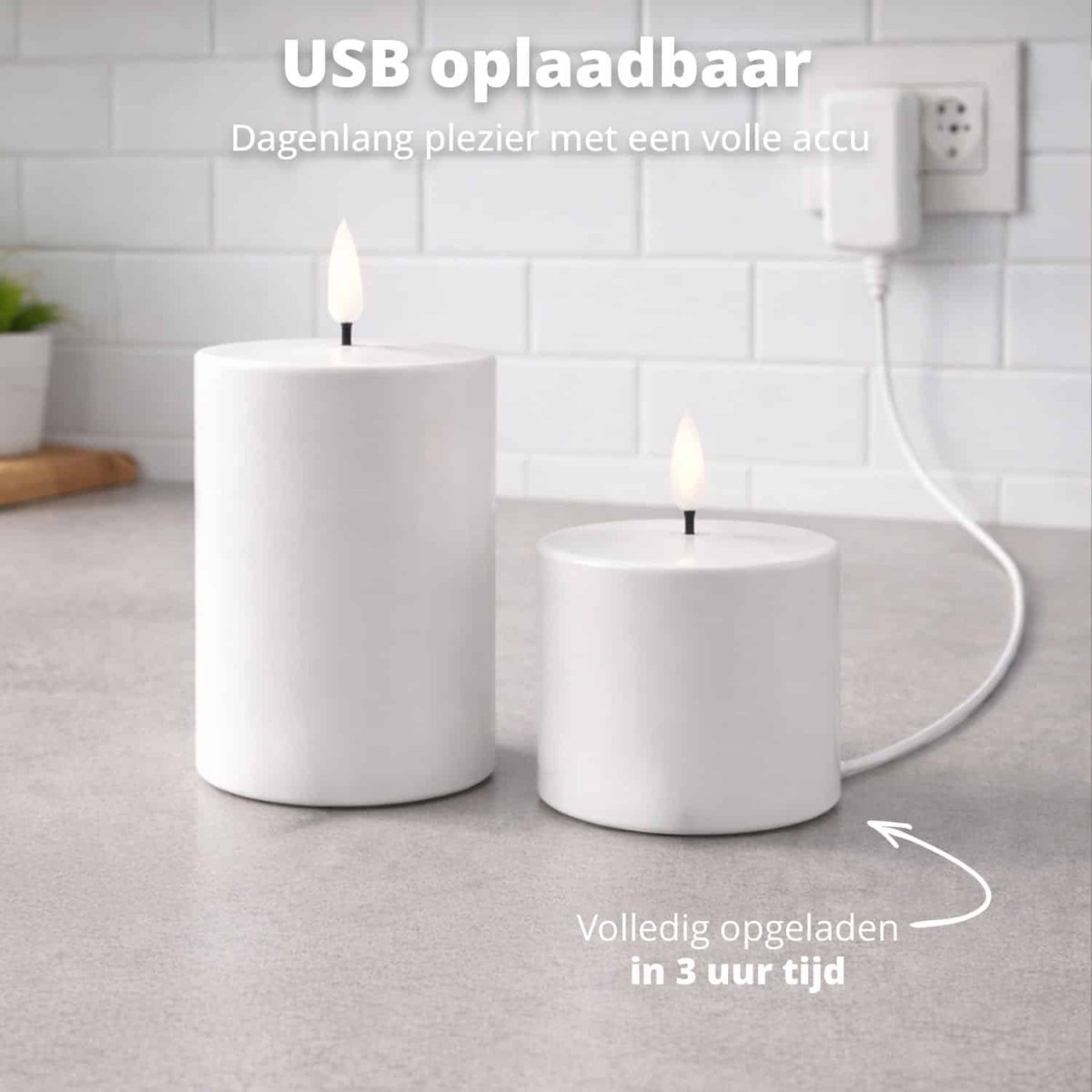 FlinQ Oplaadbare LED Buitenkaarsen met Bewegende Vlam - Afbeelding 5