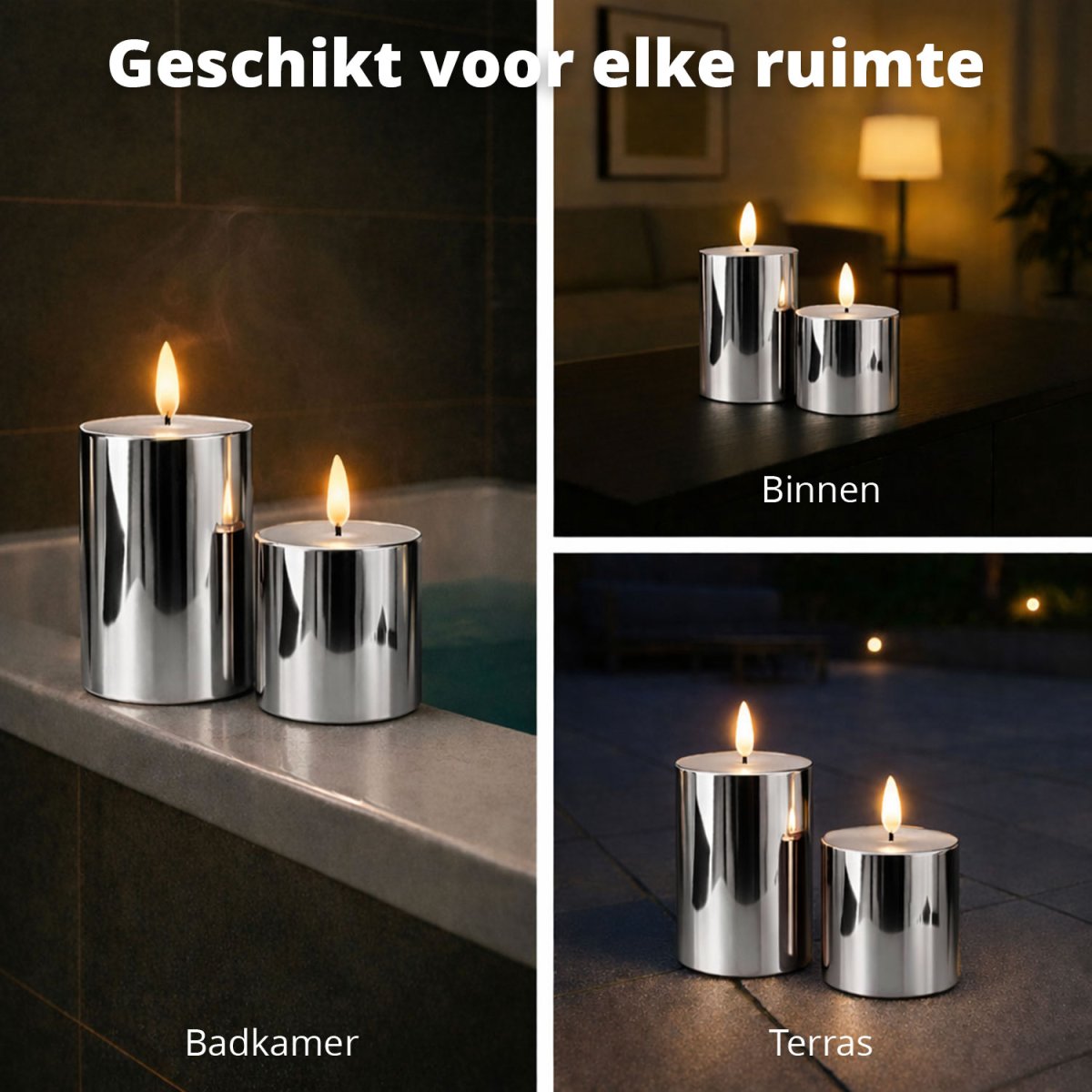 FlinQ Oplaadbare LED Buitenkaarsen met Bewegende Vlam - Afbeelding 6