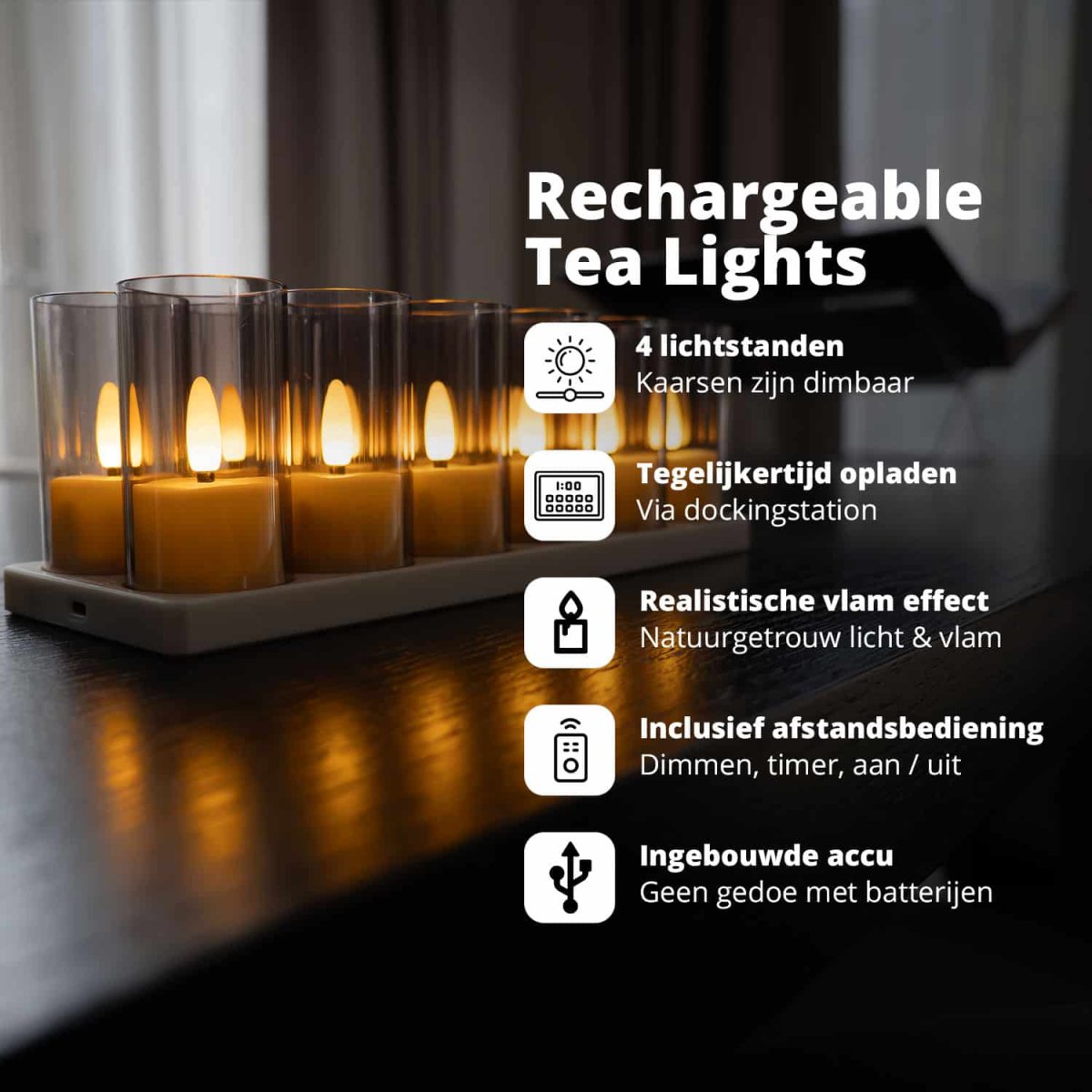 FlinQ Oplaadbare Waxinelichtjes - Afbeelding 3