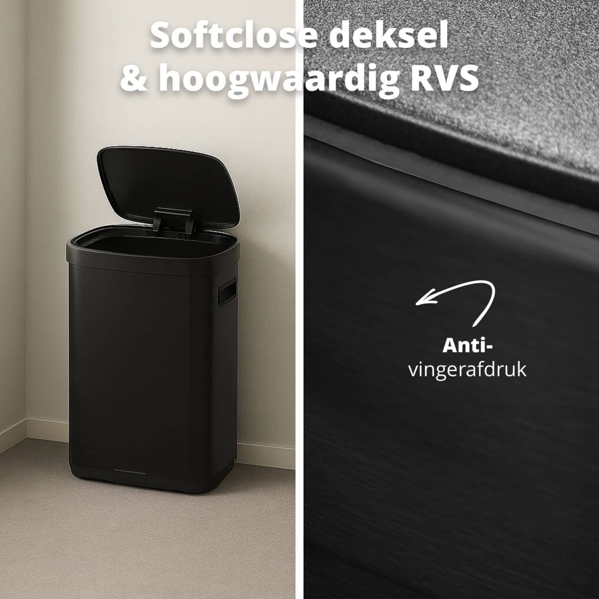 FlinQ Oplaadbare Sensor Prullenbak Mira 50L - Afbeelding 4