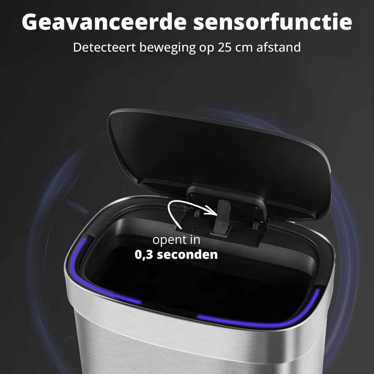 FlinQ Oplaadbare Sensor Prullenbak Mira 50L - Afbeelding 5
