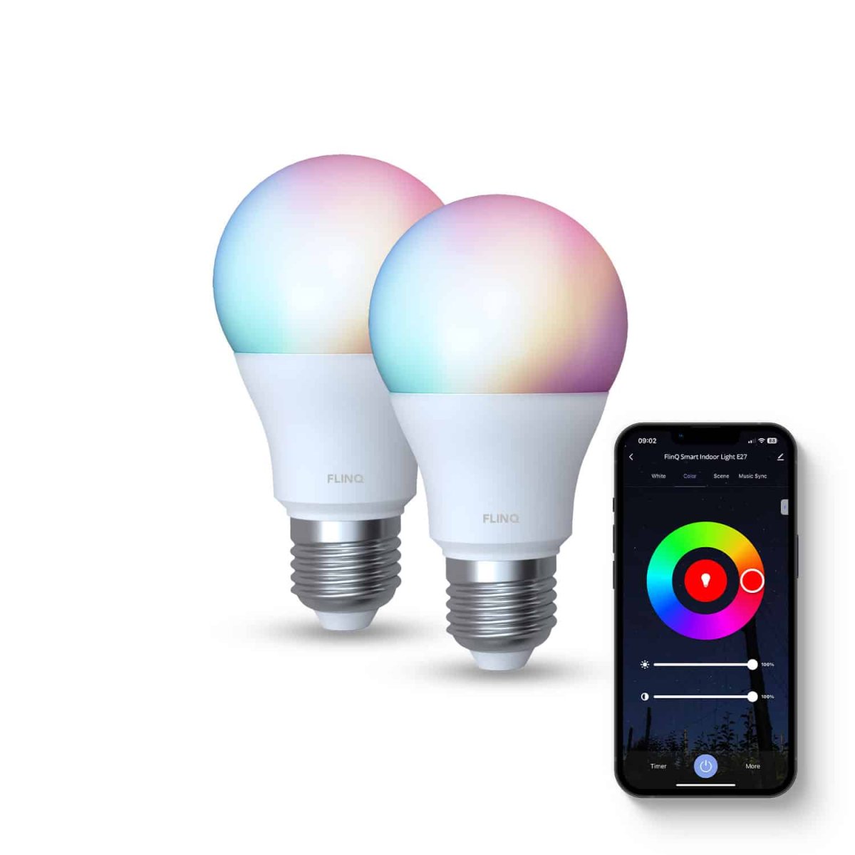 FlinQ Slimme Lampen E27 – 2-pack - Afbeelding 2