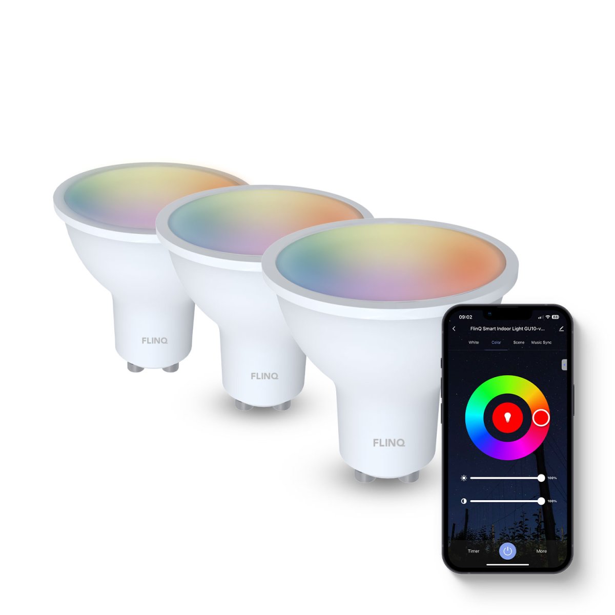 FlinQ Slimme Lampen GU10 – 3-pack