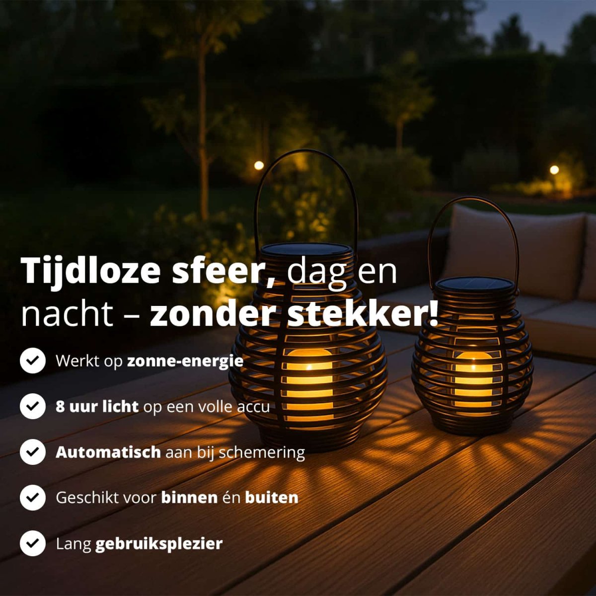 FlinQ Solar Lantaarn Bottassano 2-pack - Afbeelding 3