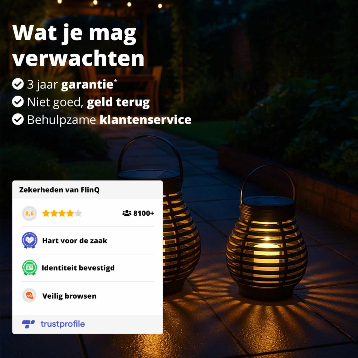 FlinQ Solar Lantaarn Bottassano 2-pack - Afbeelding 9