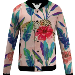 Floral Cheetah Baseball Jacket
