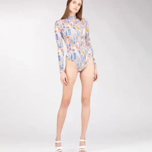 Floral pattern turtleneck bodysuit