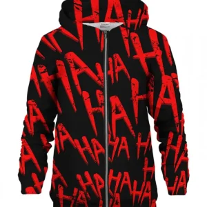 Just Hahaha Red Zip Hoodie