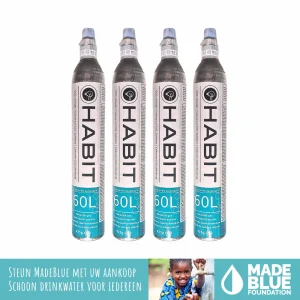 Set van 4 x Habit koolzuurcilinder - Nieuw en navulling - universele co2 cilinder - omruilen o.a. blauwe Sodastream cilinder, Blokker, Brita, Mysoda of Aarke