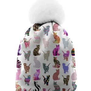 comic cat pattern beanie