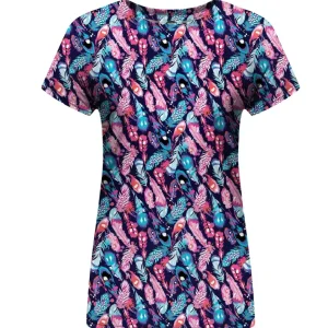colorful feathers womens t-shirt