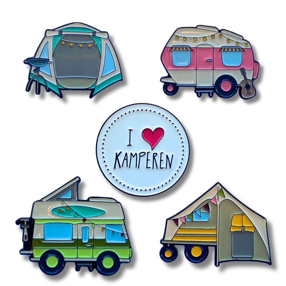 Voordeelset 5 emaille pins – speldje I love kamperen Collectie - Afbeelding 2