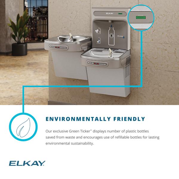 Watertappunt Elkay LZO8WSS2KN – Contactloze Drinkwaterfontein met razendsnel Waterfles Vulstation – RVS – Ideaal voor Scholen en Sportscholen | tot 5,7 liter per minuut - Max. 30 L/UUR - Afbeelding 9