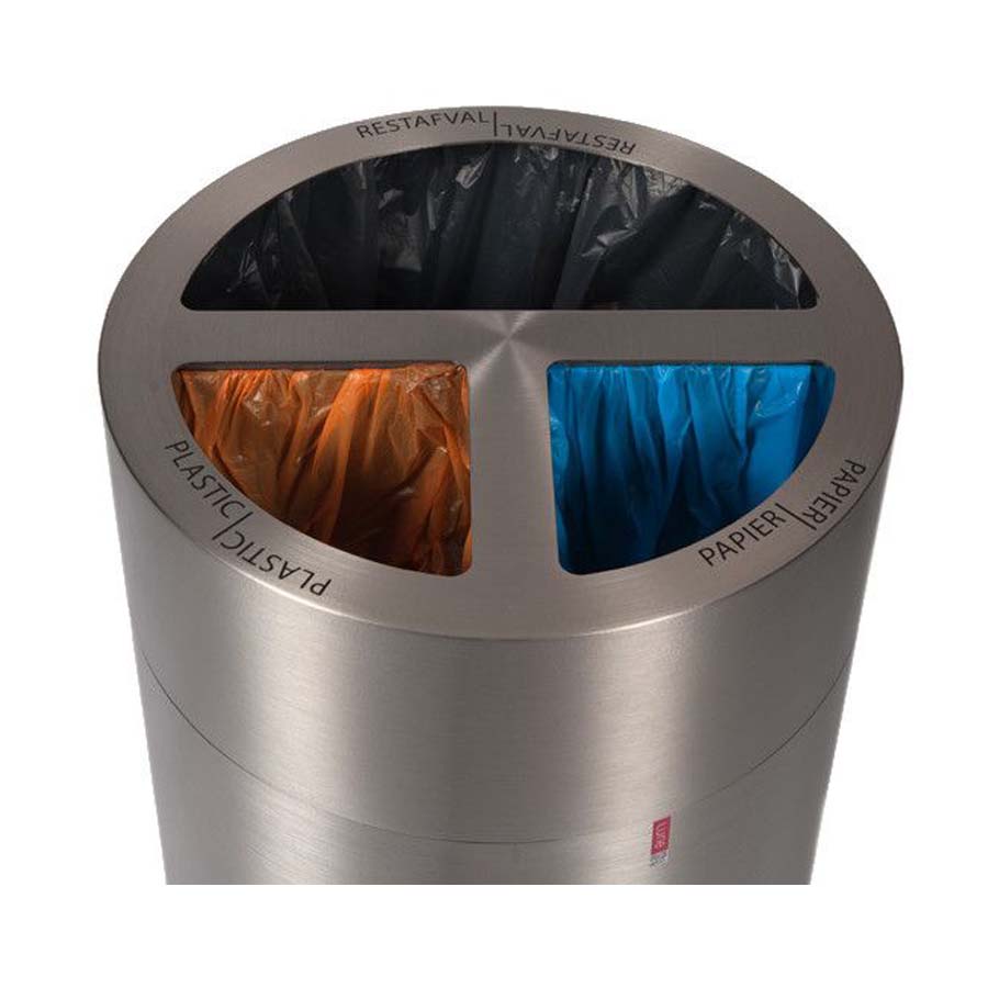 Myron Trio afvalbak | 1 x 32,5 liter + 2 x 16,25 liter- RVS - Afbeelding 3